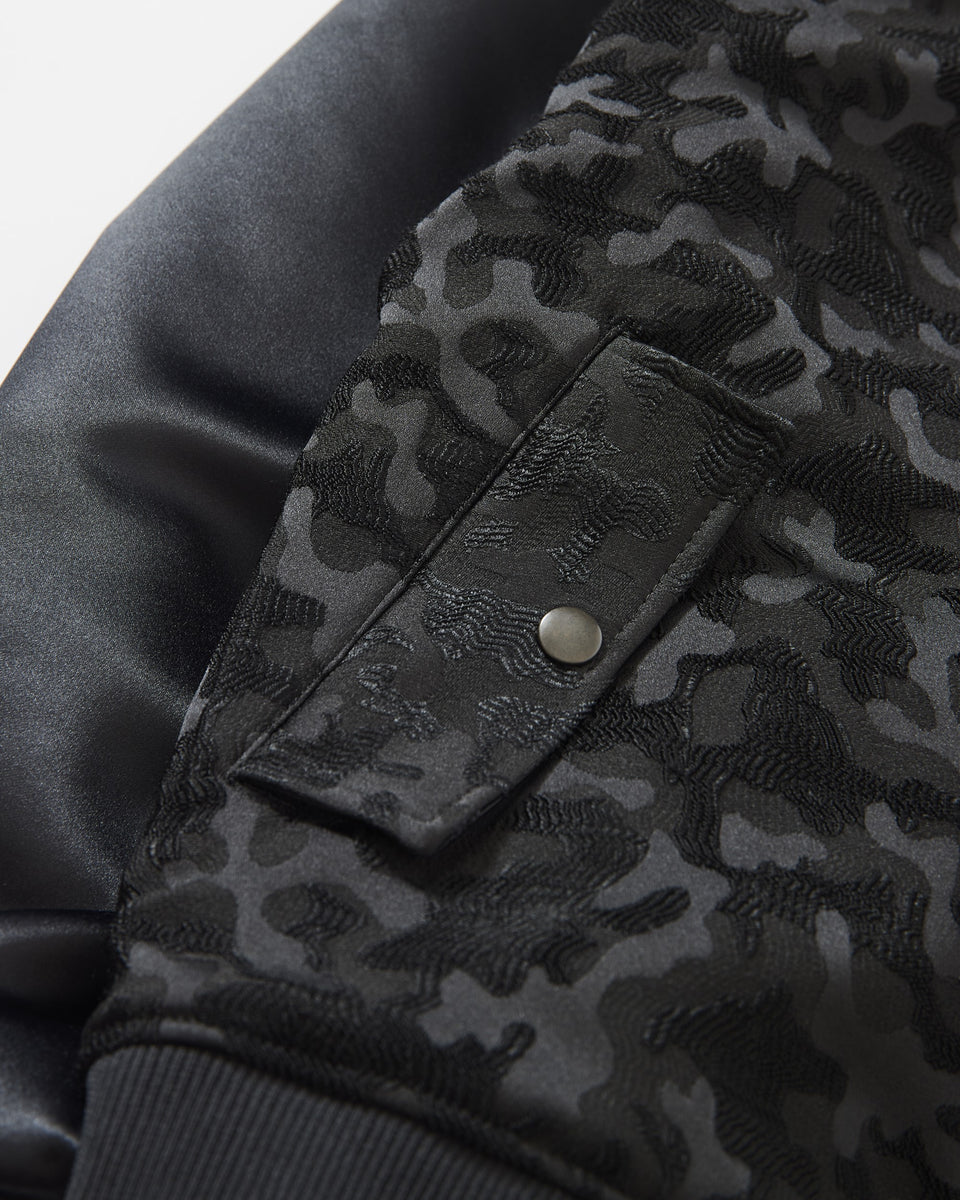 TAE ASHIDA Men's - ジャカード×サテンMA-1ジャケット(黒系 TAE ASHIDA Men's - ジャカード×サテンMA-1ジャケット(黒系