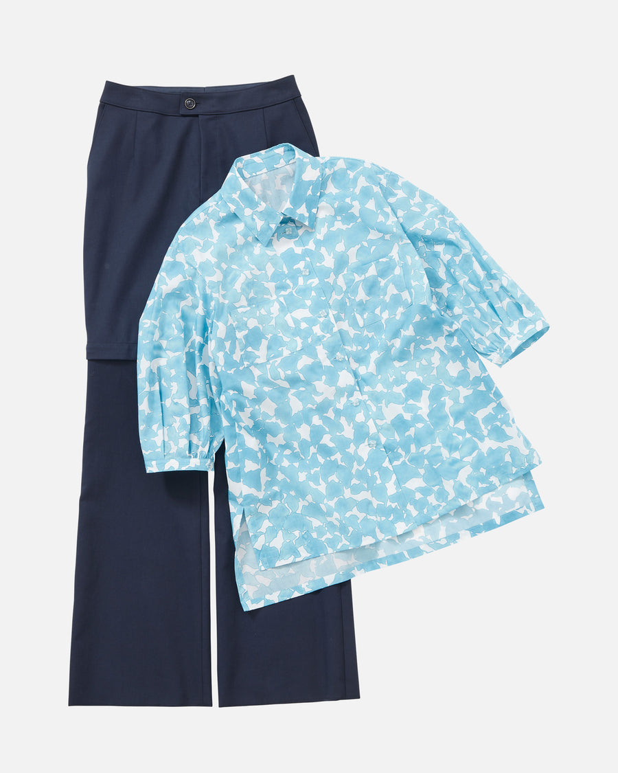 Stretch cotton gabardine 2way pants