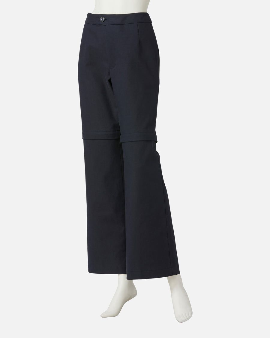 Stretch cotton gabardine 2way pants