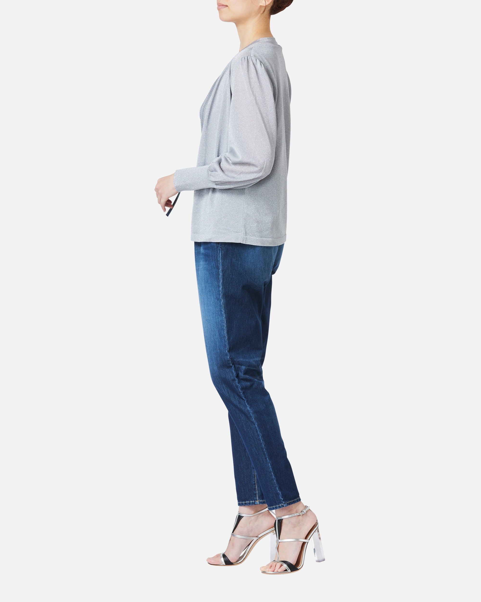 Lamé knit cardigan