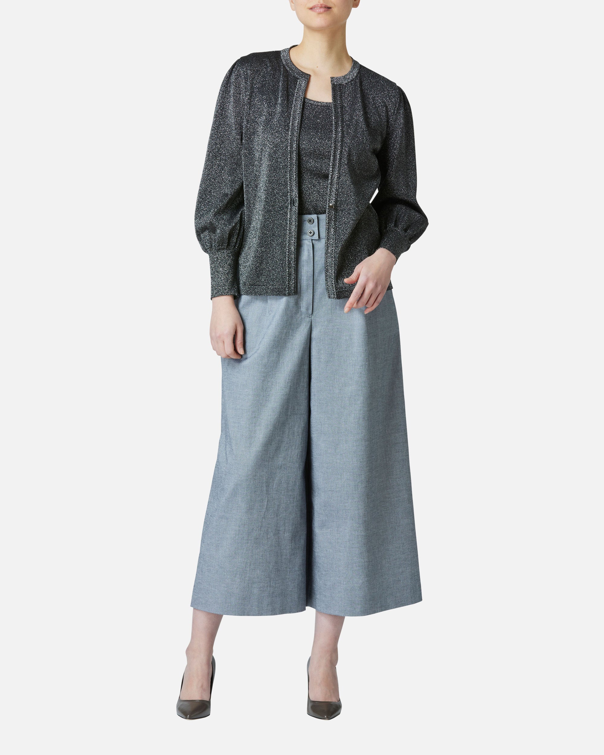 Lamé knit cardigan