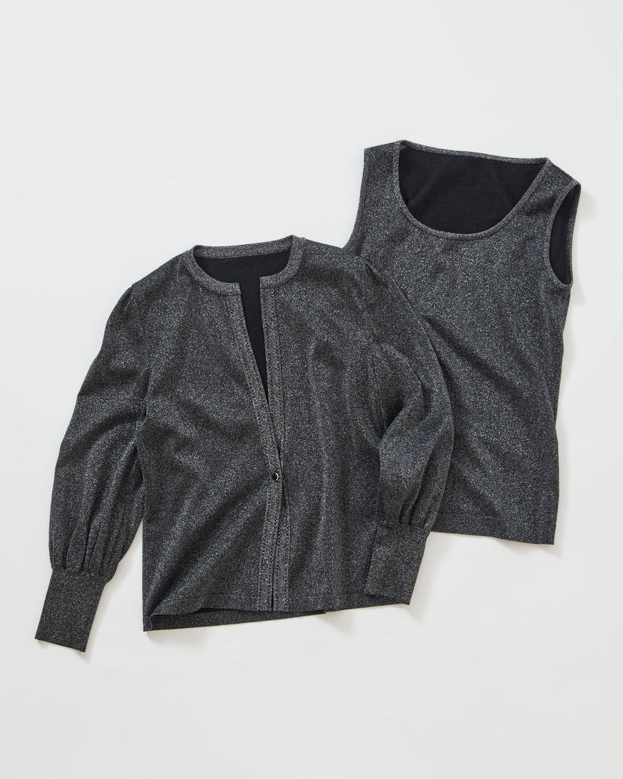 Lamé knit cardigan